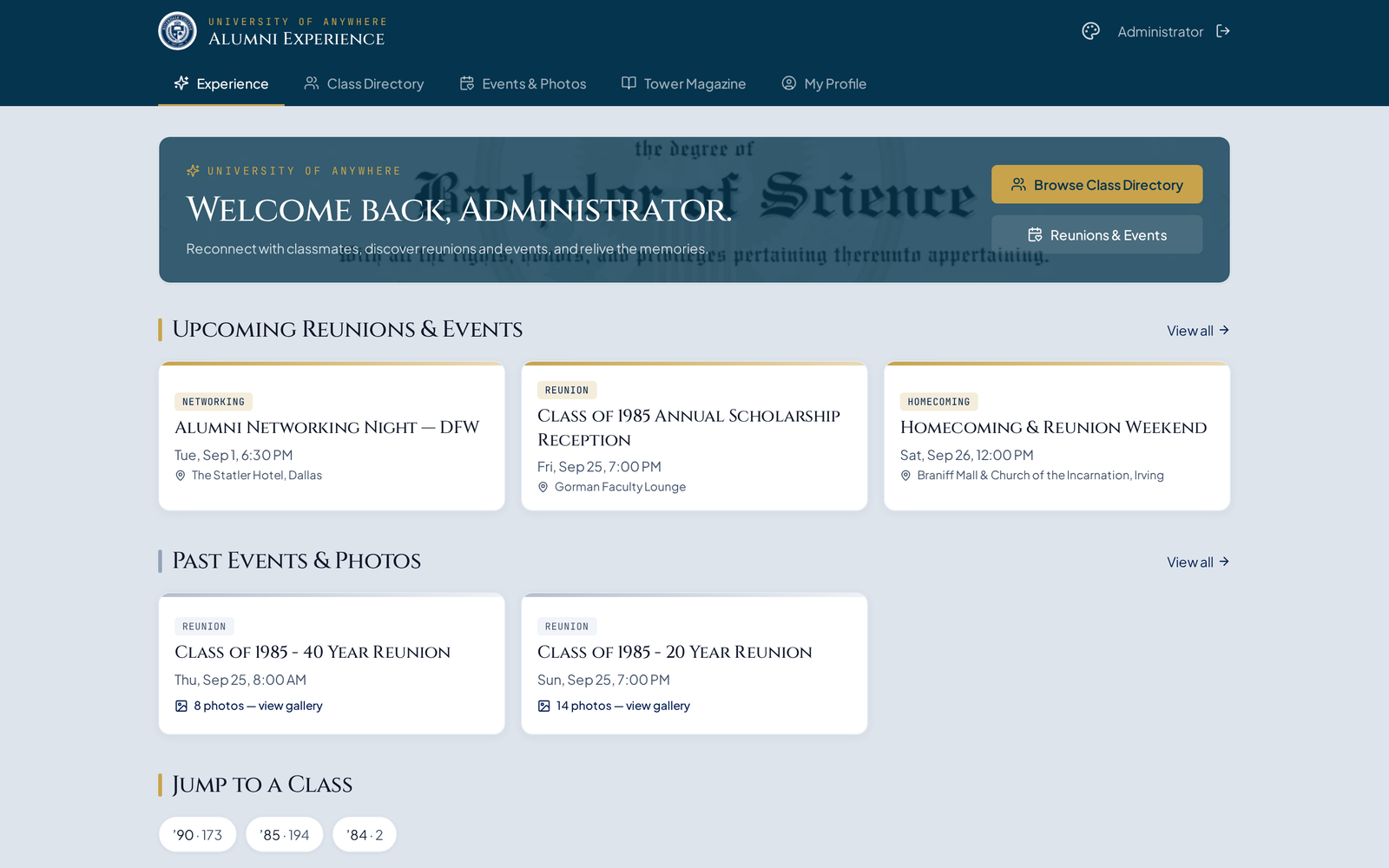 Reunions, events & chapters in one hub